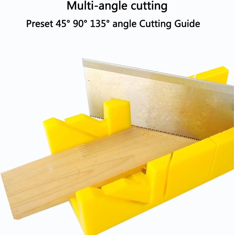 Wonglea Mitre Box and Saw Set for Wood, Gypsum – Miter Box with 45° & 90° Angle Cuts – Precise Hand Saw with Storage Cutting Guide – Ideal for Molding, Trim, Frame & Baseboard Projects - Image 2